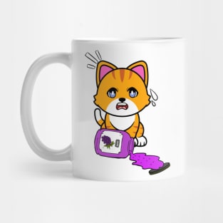 Funny orange cat spilled grape jam Mug
